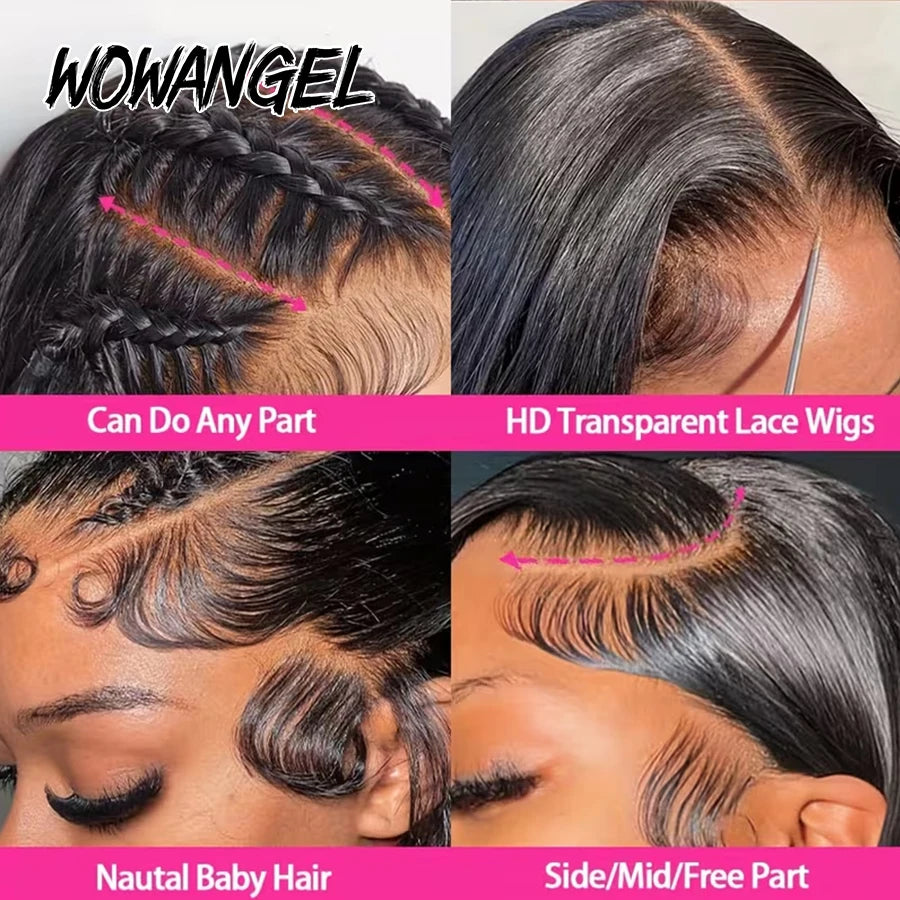 WowAngel Straight Glueless Human Hair Wig | 13x6 HD Lace