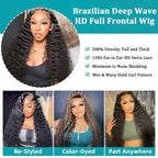 Long Deep Wave Human Hair Wig | HD Lace, 220% Density