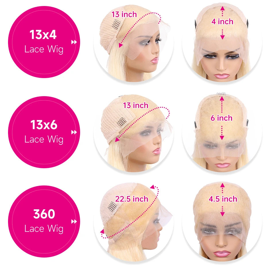 613 Blonde Bone Straight Human Hair Wig | 360 Lace