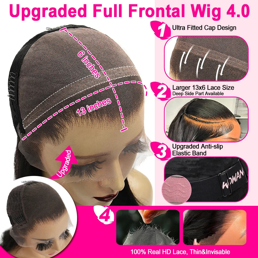 WowAngel Straight Glueless Human Hair Wig | 13x6 HD Lace