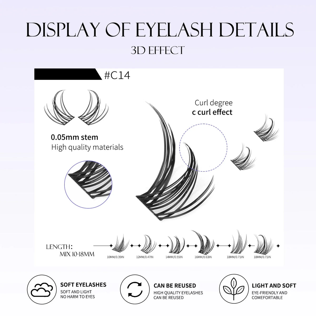 GROINNEYA Natural Lash Clusters | 320 Pieces