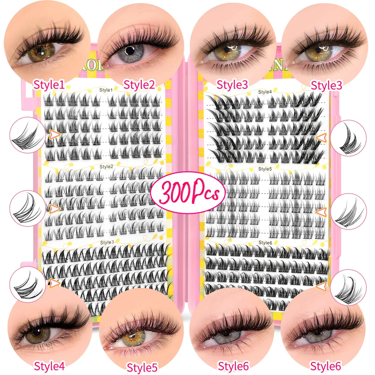 GROINNEYA Natural Lash Clusters | 320 Pieces