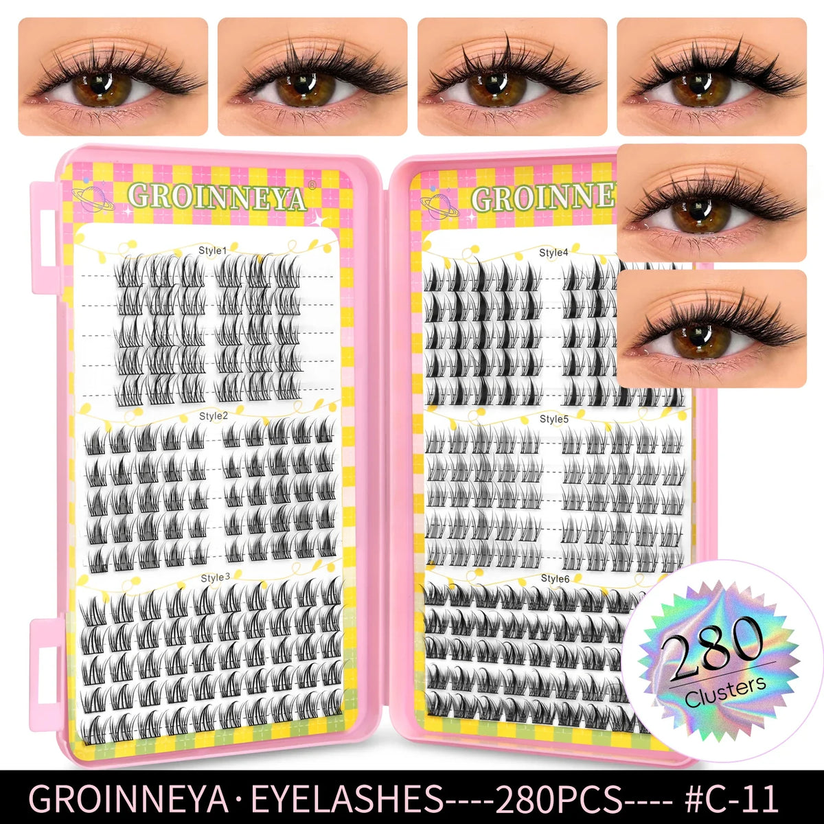 GROINNEYA Natural Lash Clusters | 320 Pieces