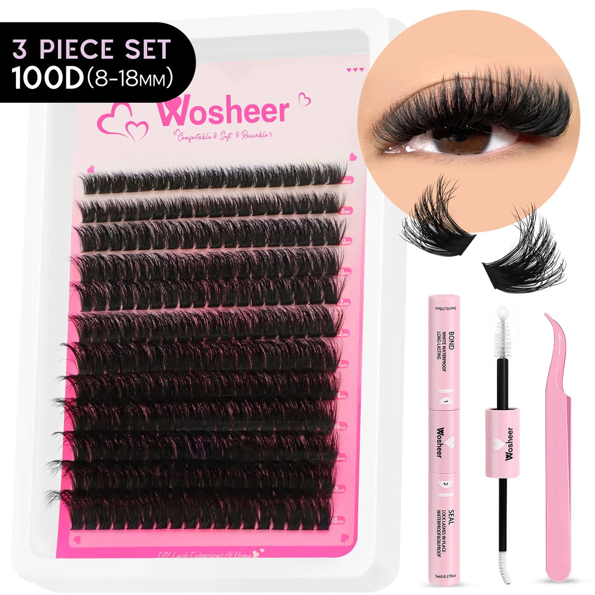 WOSHEER Spiky Manga Lash Cluster Kit