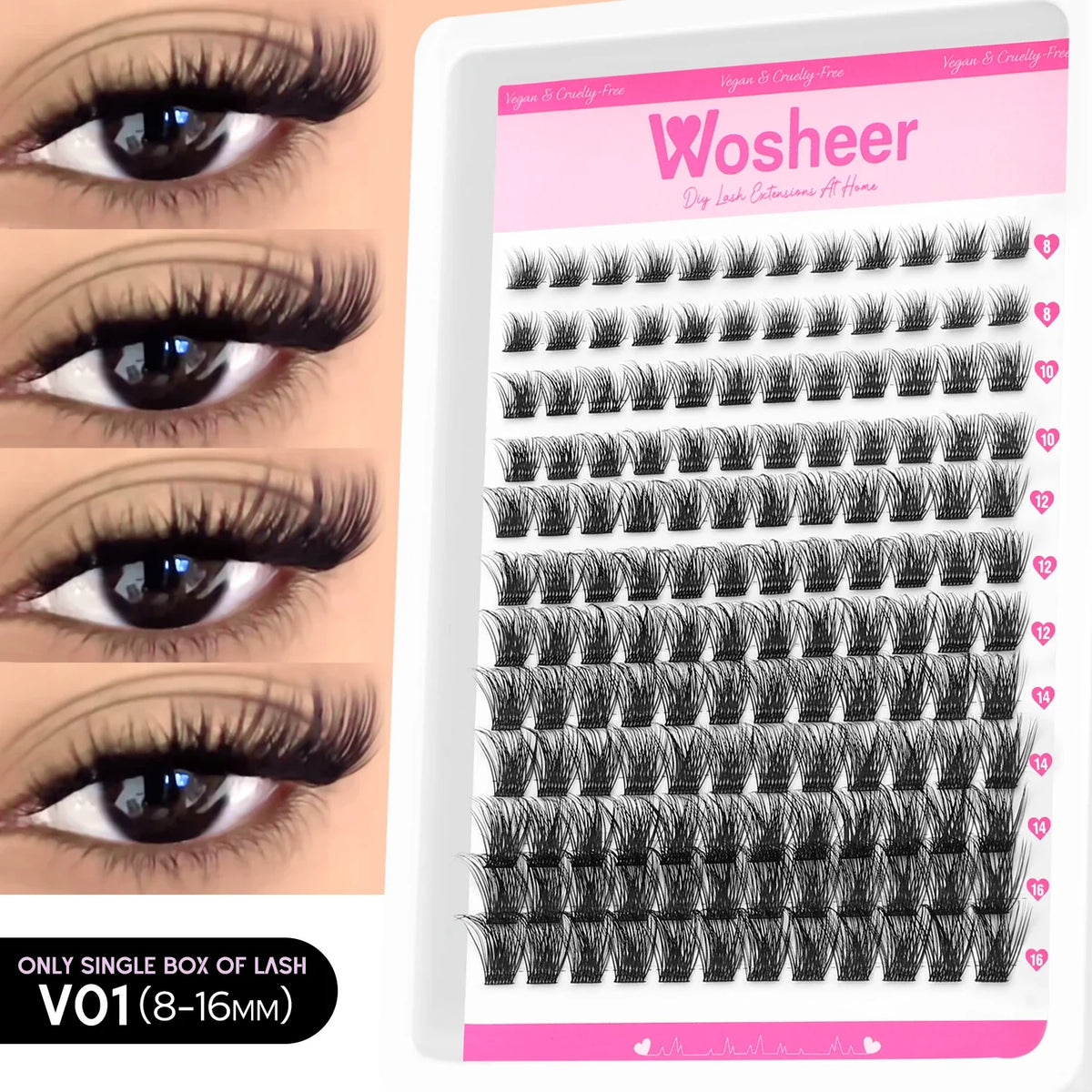 WOSHEER Spiky Manga Lash Cluster Kit