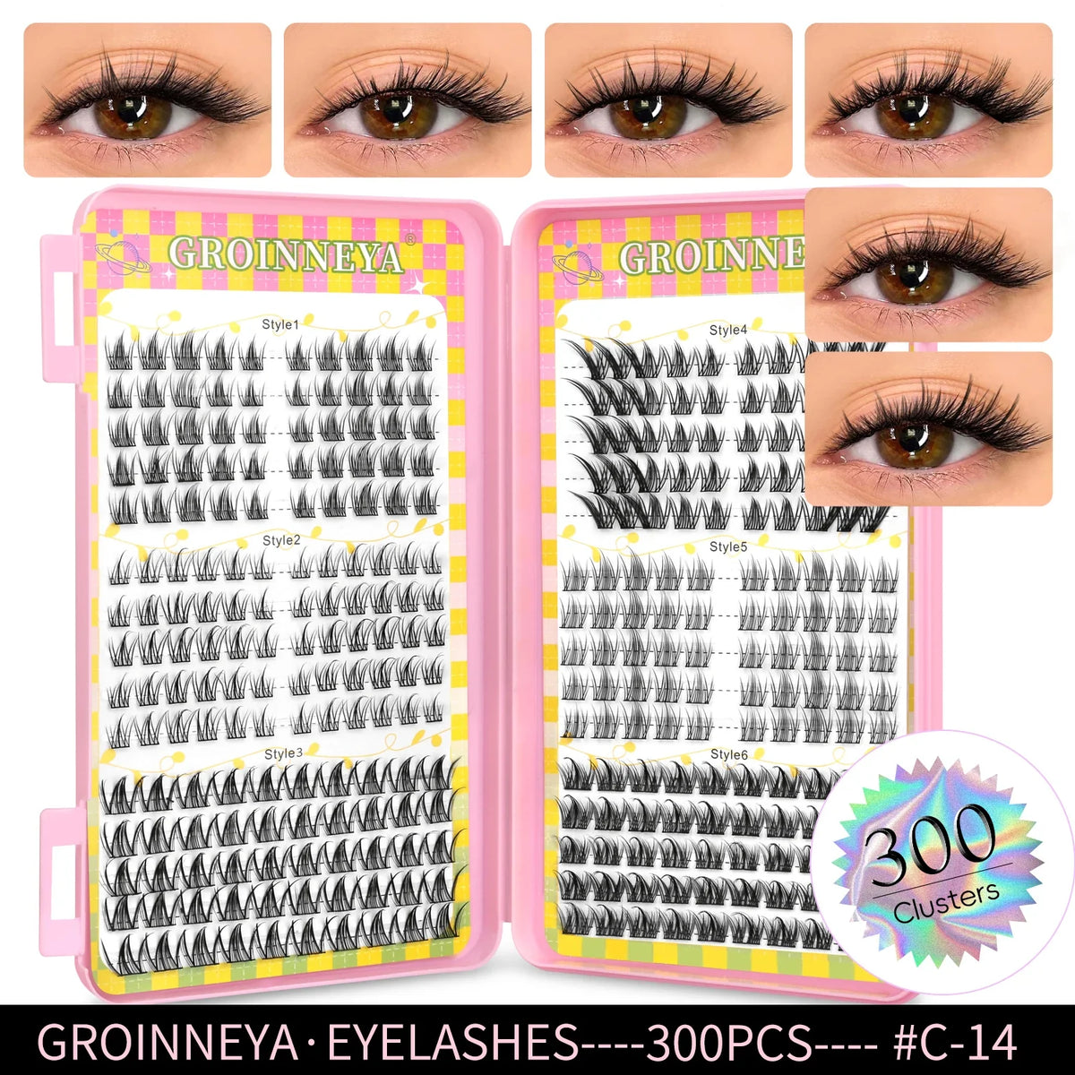 GROINNEYA Natural Lash Clusters | 320 Pieces