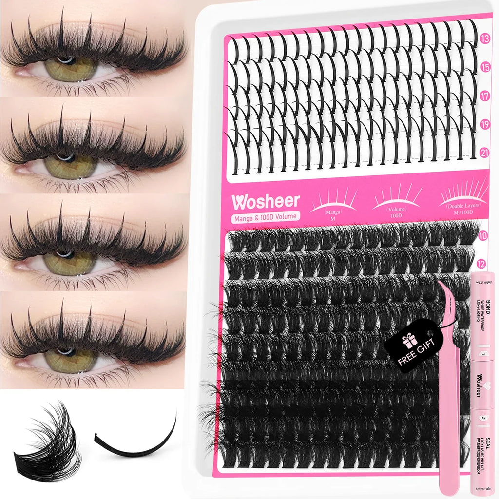 WOSHEER Spiky Manga Lash Cluster Kit