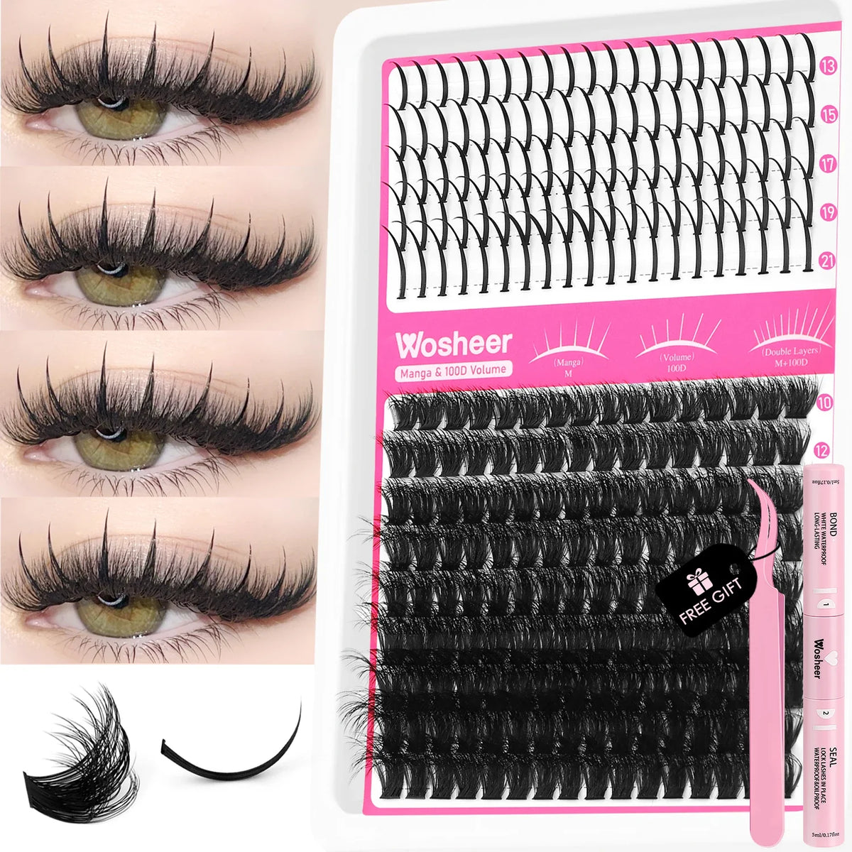 WOSHEER Spiky Manga Lash Cluster Kit