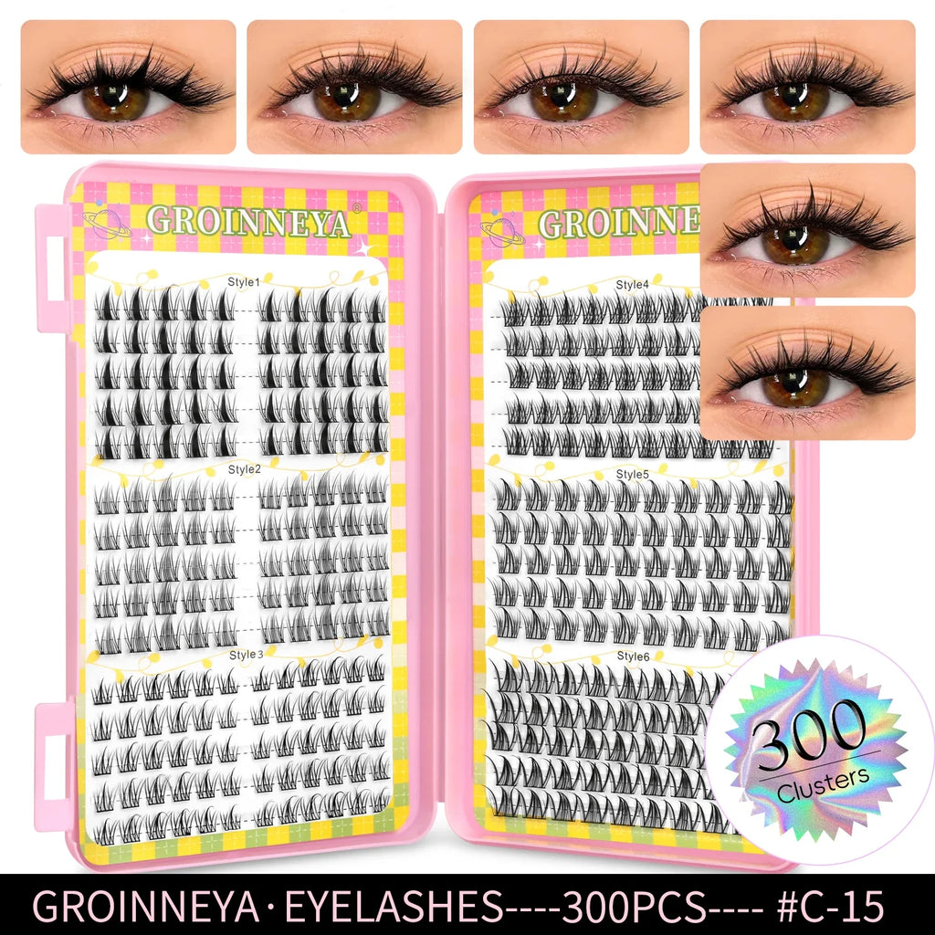 GROINNEYA Natural Lash Clusters | 320 Pieces
