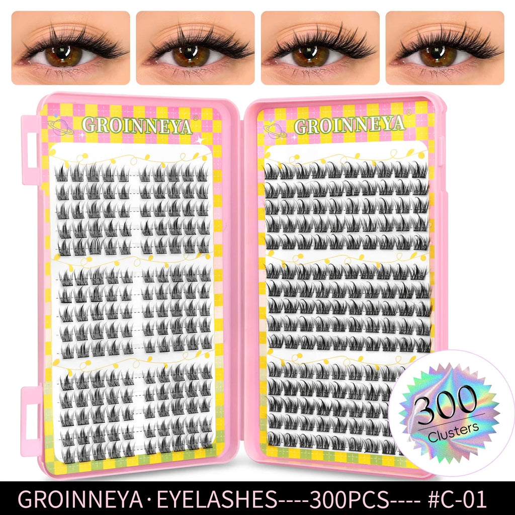 GROINNEYA Natural Lash Clusters | 320 Pieces