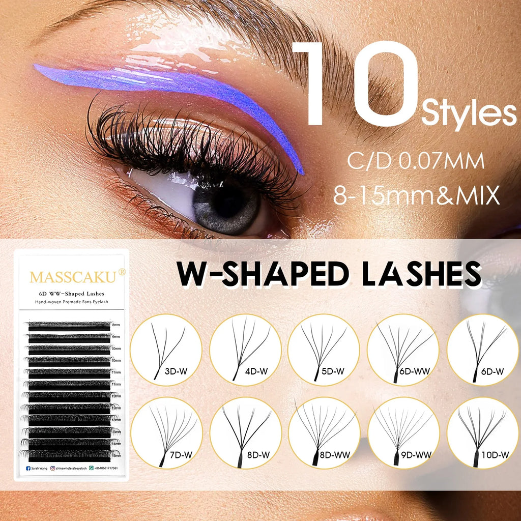 MASSCAKU W-Shape Lash Extensions | 12 Rows