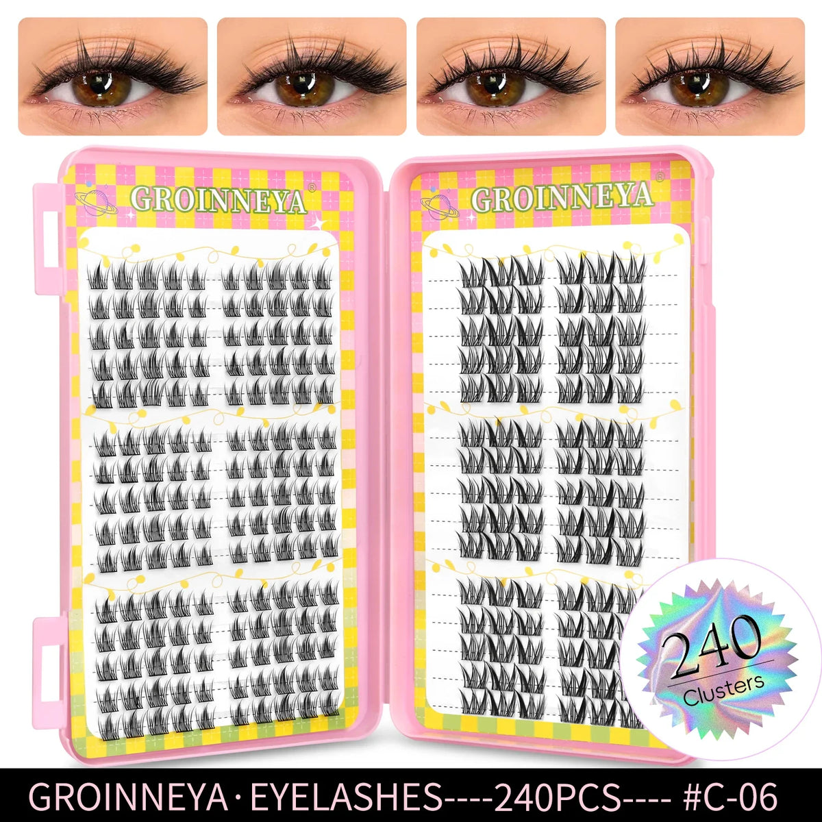 GROINNEYA Natural Lash Clusters | 320 Pieces