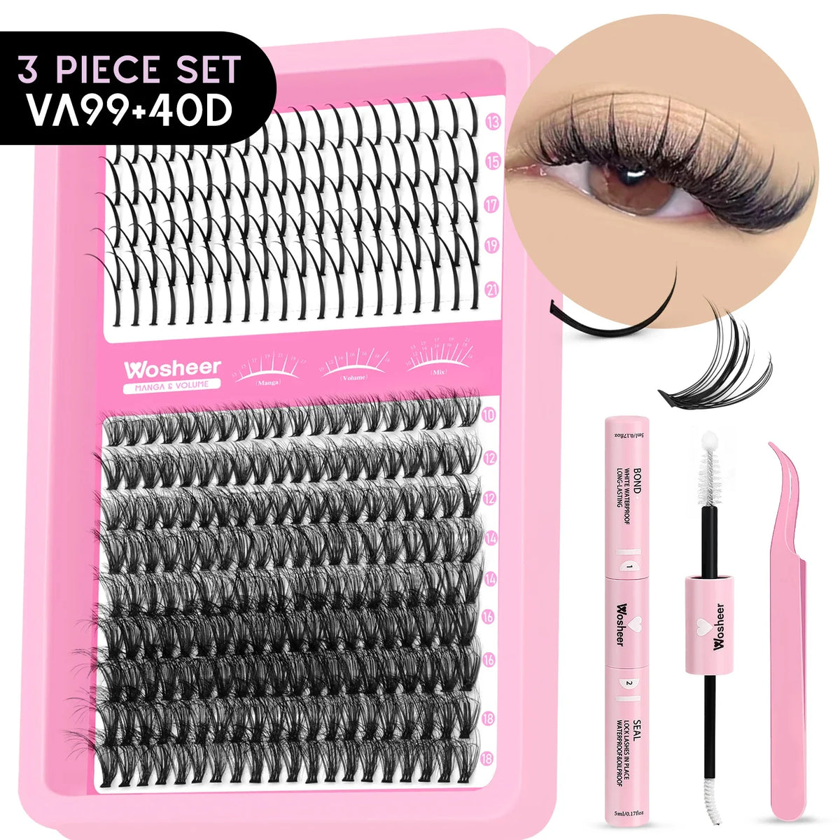 WOSHEER Spiky Manga Lash Cluster Kit