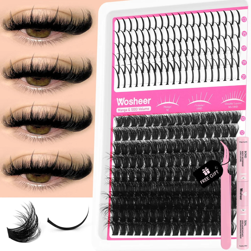 WOSHEER Spiky Manga Lash Cluster Kit