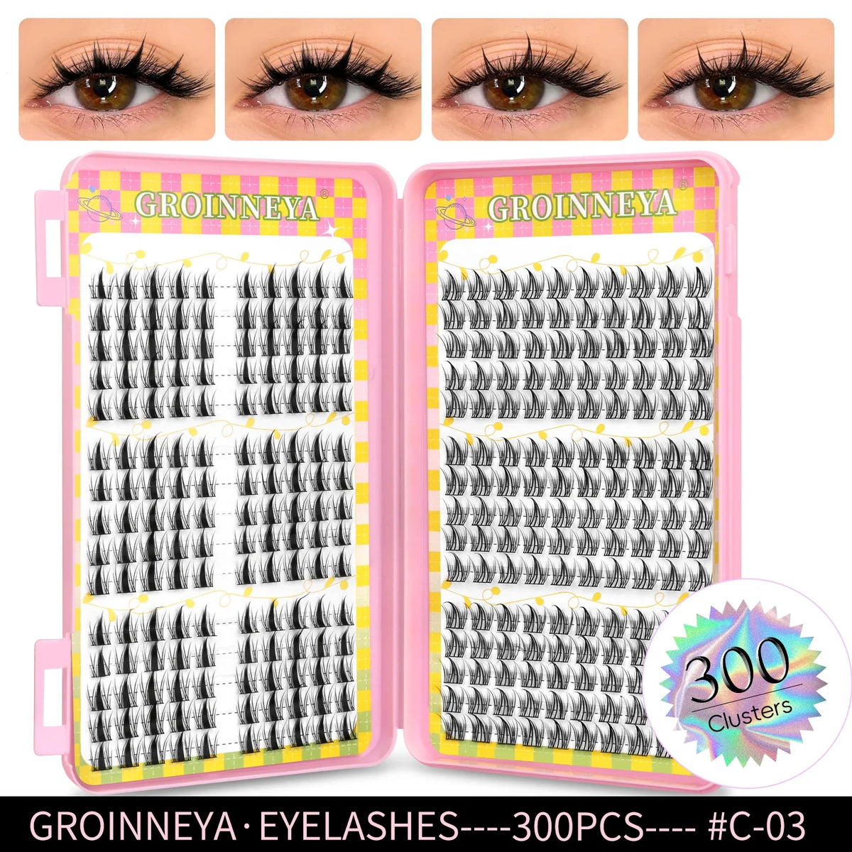 GROINNEYA Natural Lash Clusters | 320 Pieces
