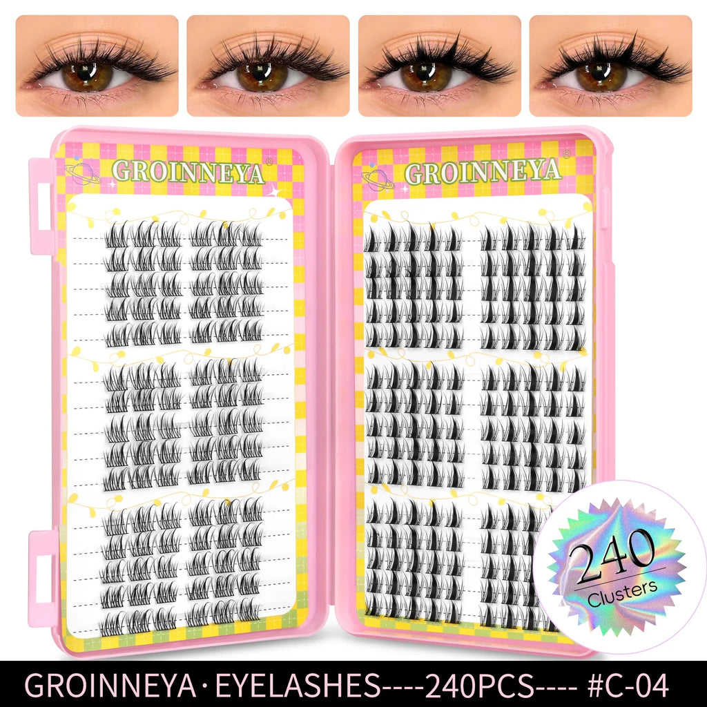 GROINNEYA Natural Lash Clusters | 320 Pieces