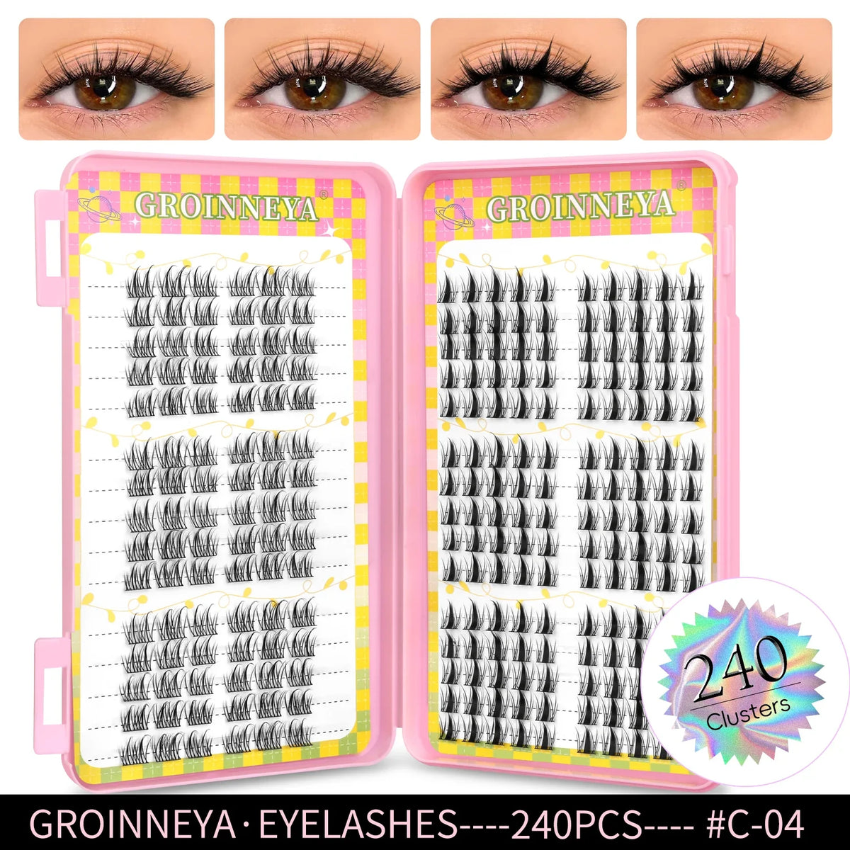GROINNEYA Natural Lash Clusters | 320 Pieces