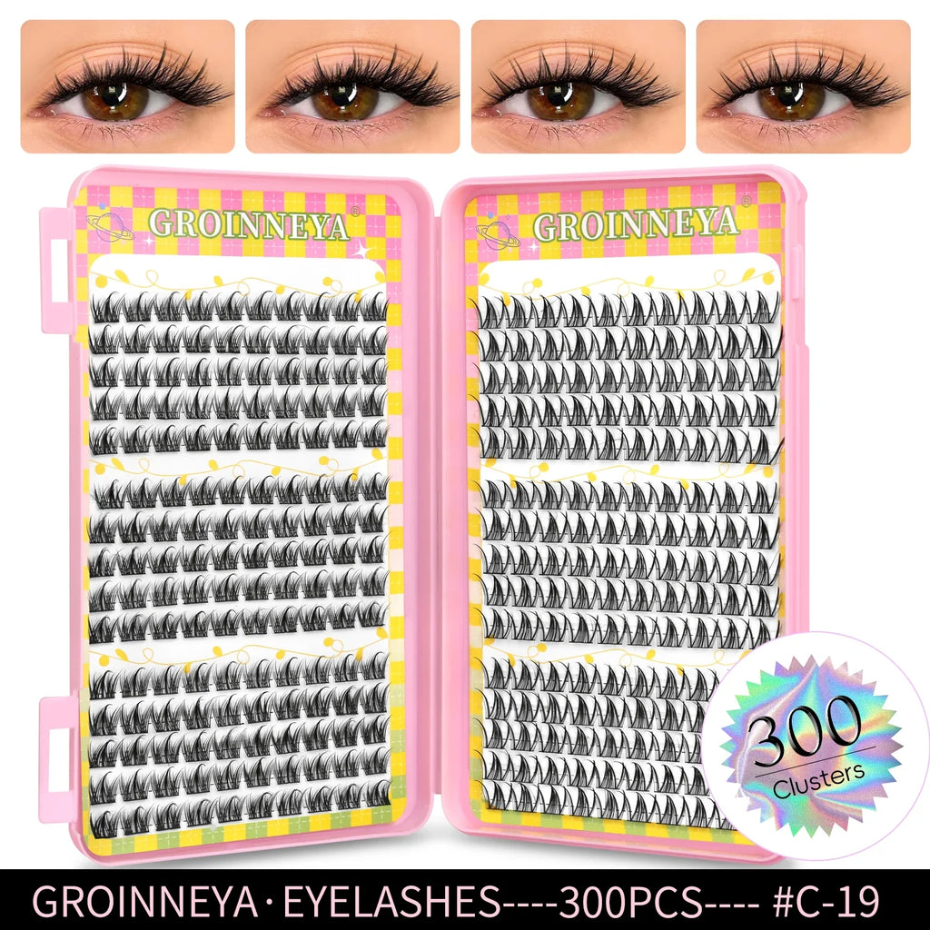 GROINNEYA Natural Lash Clusters | 320 Pieces
