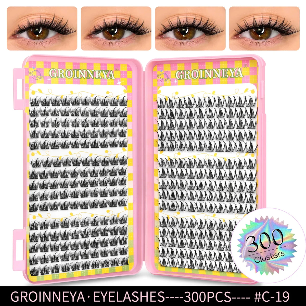 GROINNEYA Natural Lash Clusters | 320 Pieces