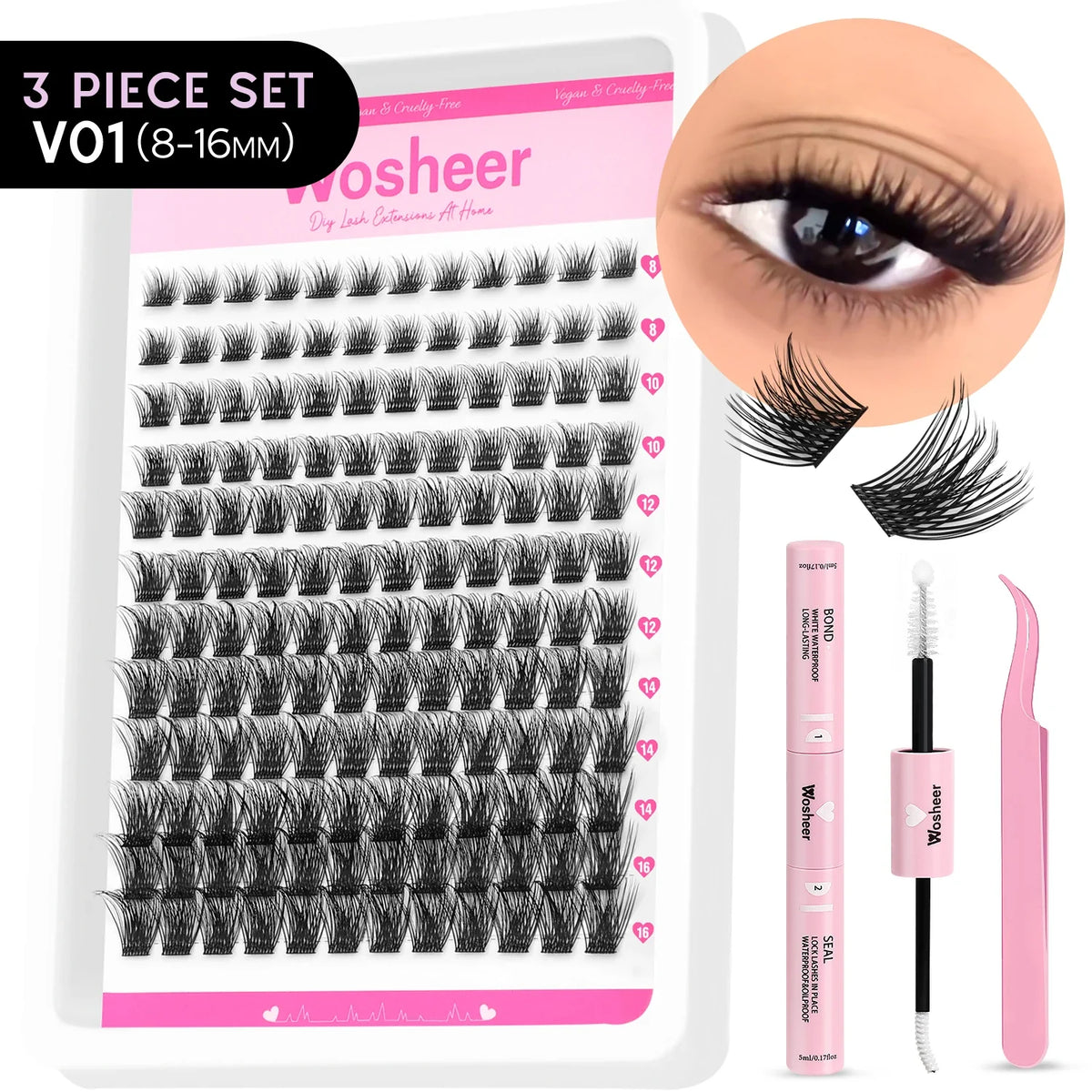 WOSHEER Spiky Manga Lash Cluster Kit