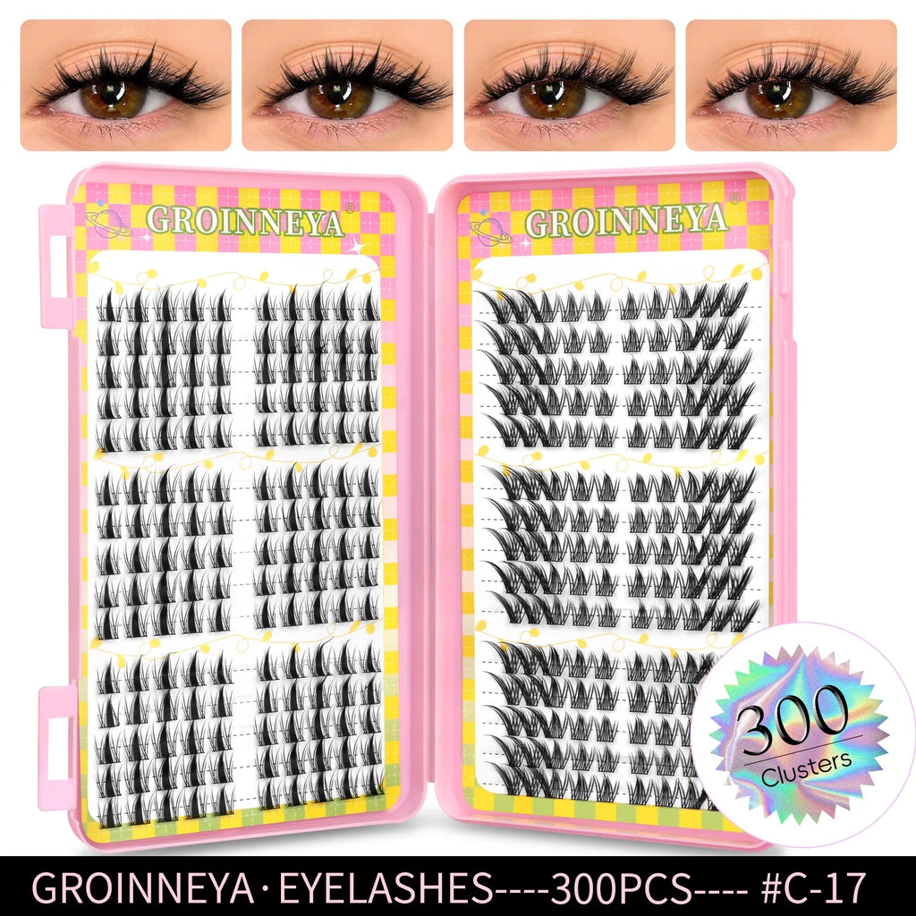 GROINNEYA Natural Lash Clusters | 320 Pieces