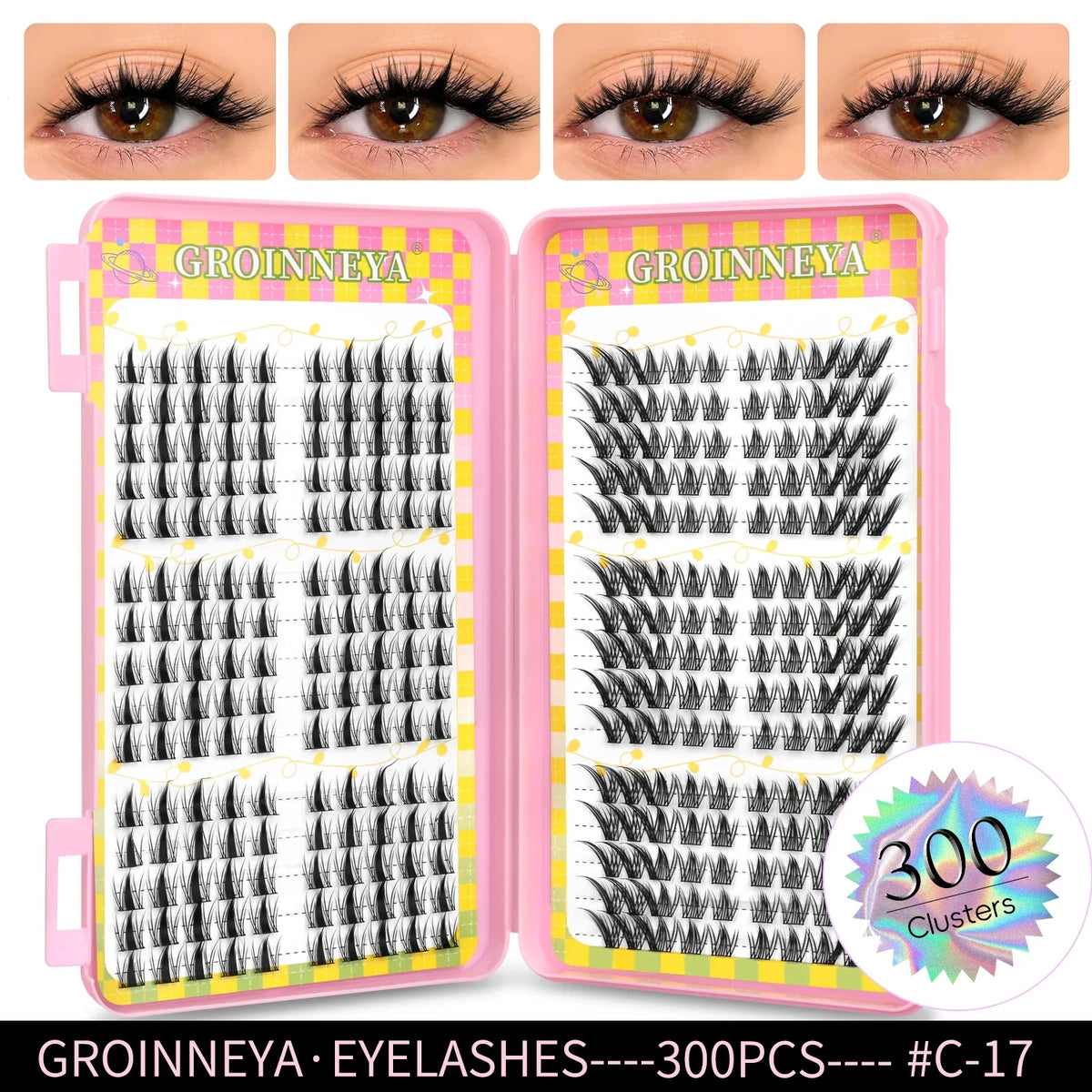 GROINNEYA Natural Lash Clusters | 320 Pieces