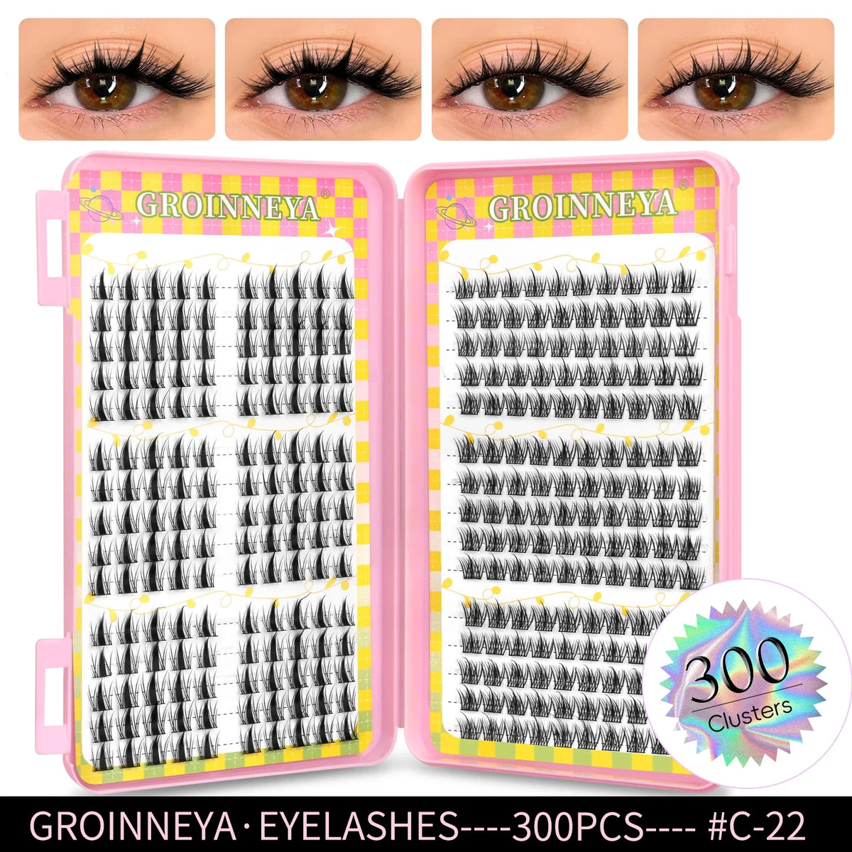GROINNEYA Natural Lash Clusters | 320 Pieces