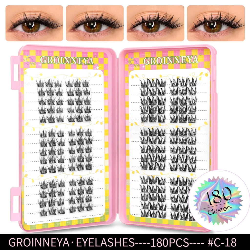 GROINNEYA Natural Lash Clusters | 320 Pieces