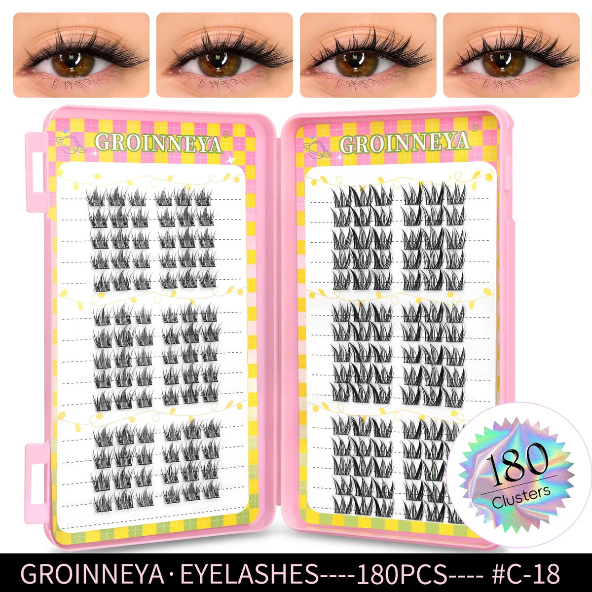 GROINNEYA Natural Lash Clusters | 320 Pieces