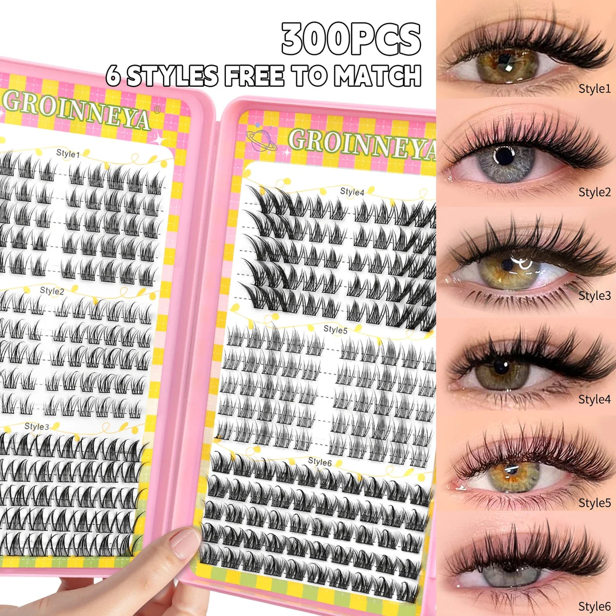 GROINNEYA Natural Lash Clusters | 320 Pieces