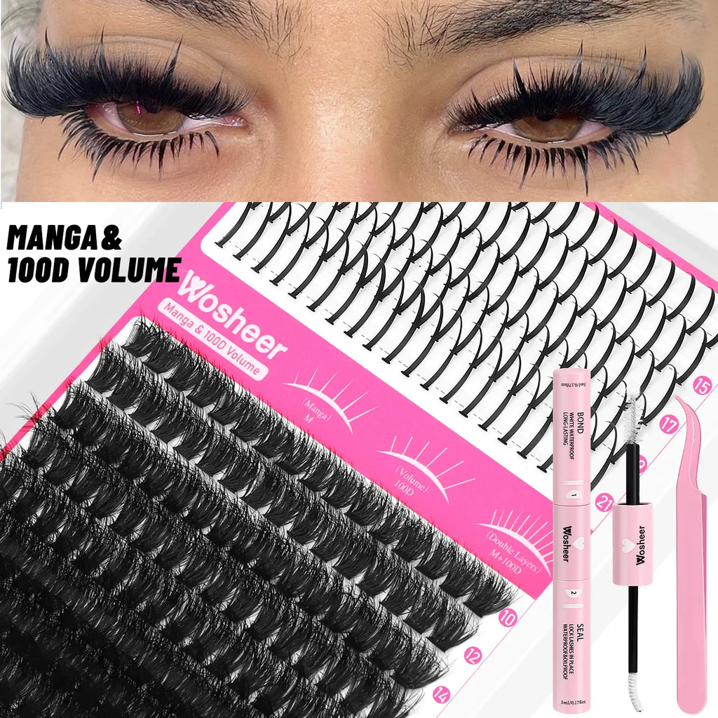 WOSHEER Spiky Manga Lash Cluster Kit