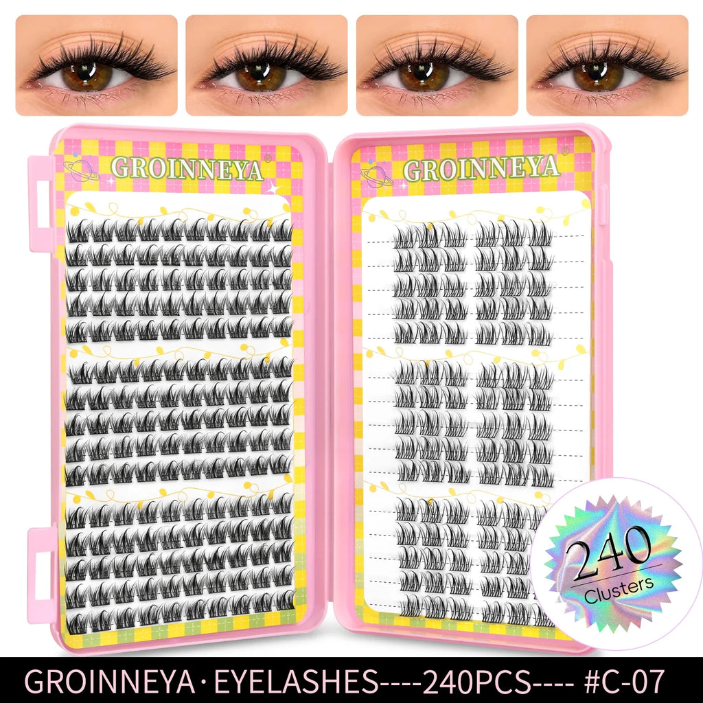 GROINNEYA Natural Lash Clusters | 320 Pieces