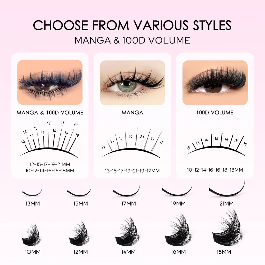 WOSHEER Spiky Manga Lash Cluster Kit