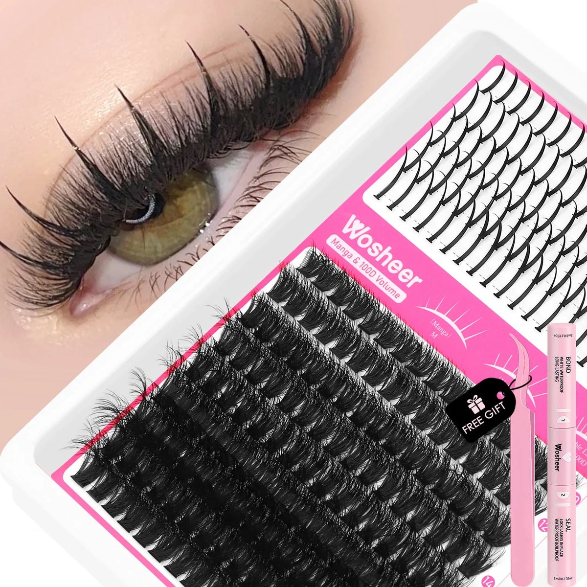 WOSHEER Spiky Manga Lash Cluster Kit
