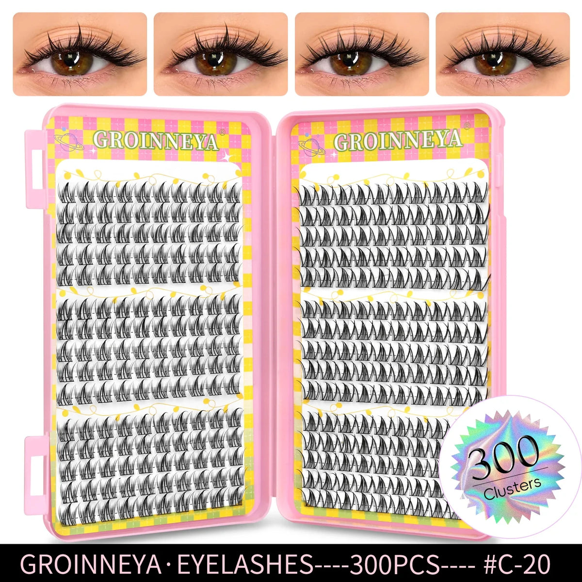 GROINNEYA Natural Lash Clusters | 320 Pieces