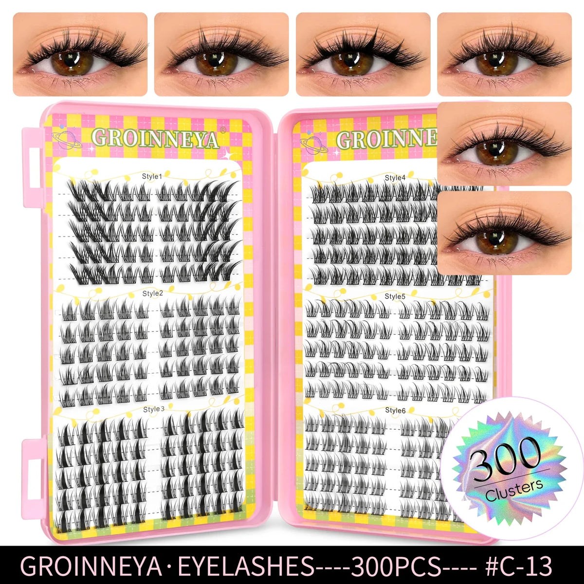 GROINNEYA Natural Lash Clusters | 320 Pieces