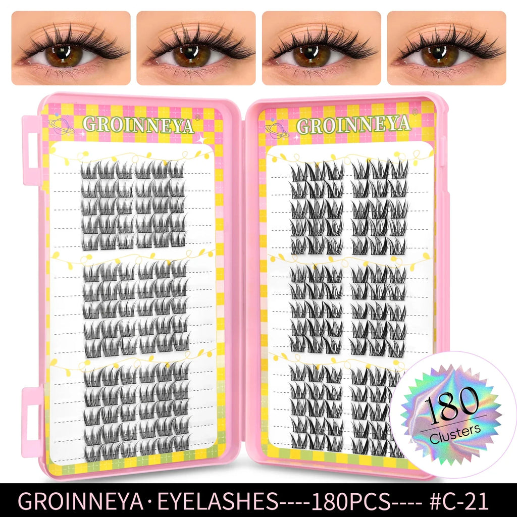 GROINNEYA Natural Lash Clusters | 320 Pieces