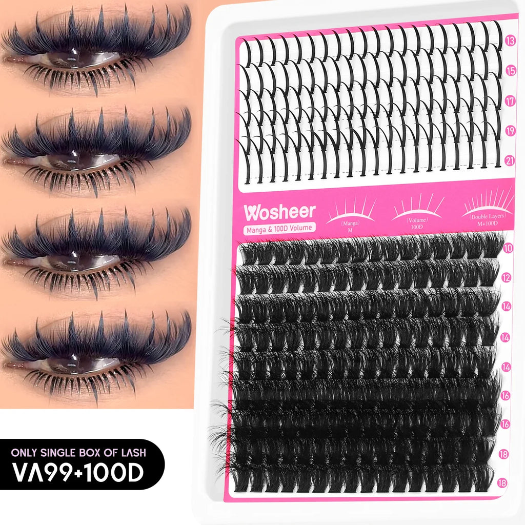 WOSHEER Spiky Manga Lash Cluster Kit