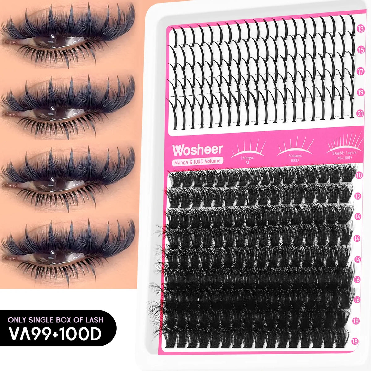 WOSHEER Spiky Manga Lash Cluster Kit