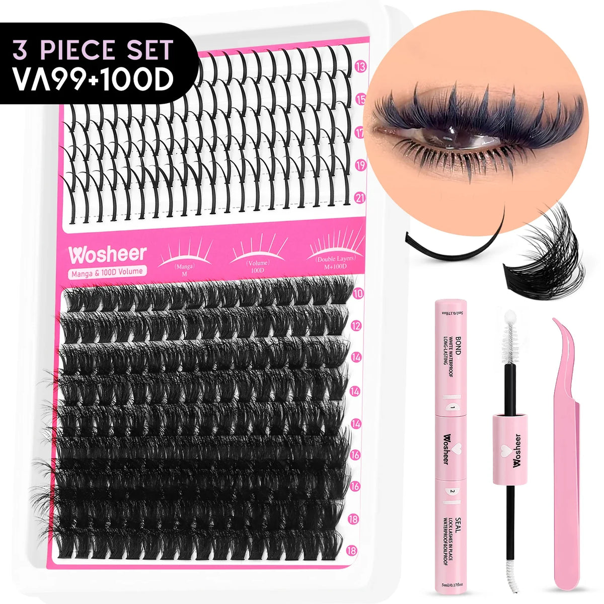 WOSHEER Spiky Manga Lash Cluster Kit