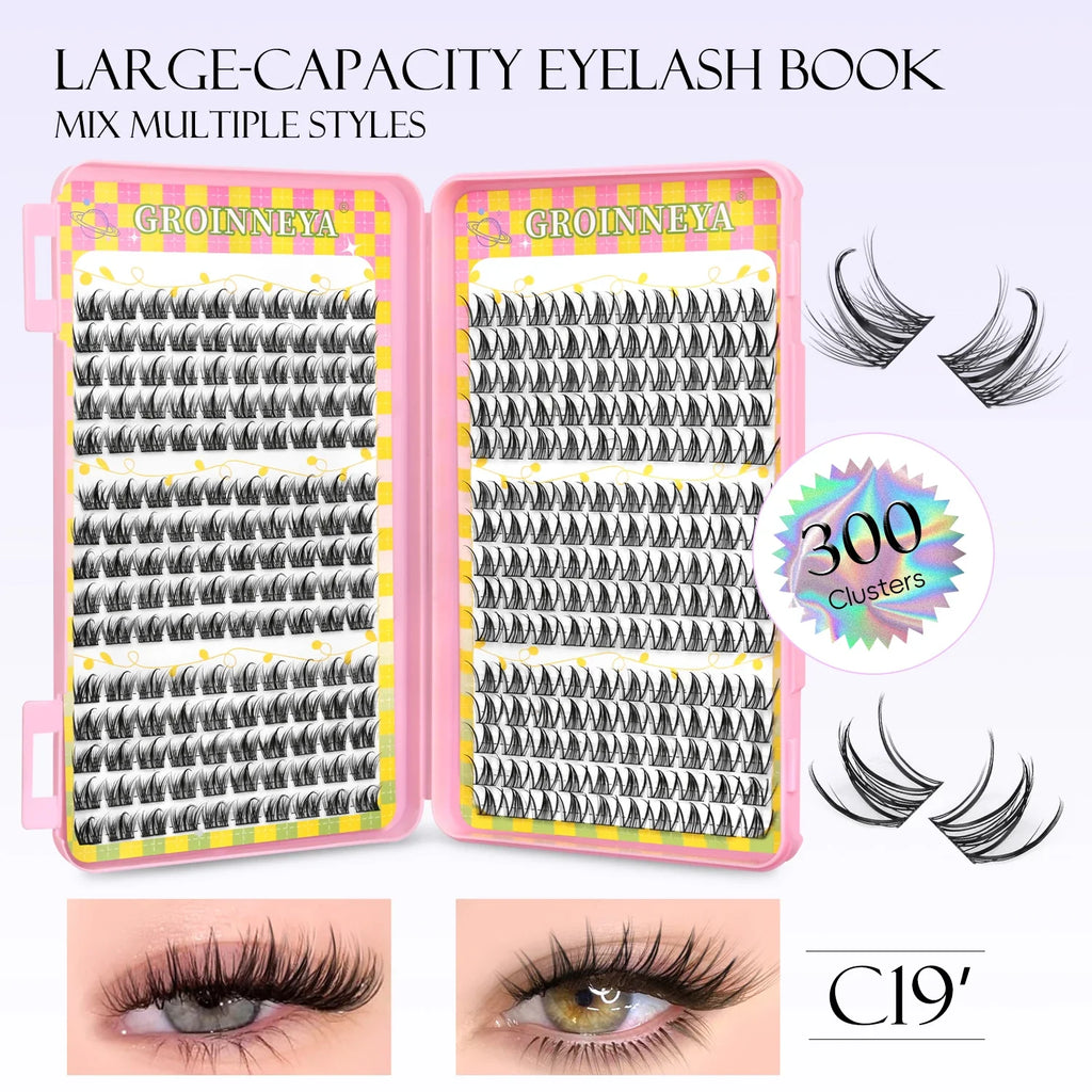 GROINNEYA Natural Lash Clusters | 320 Pieces