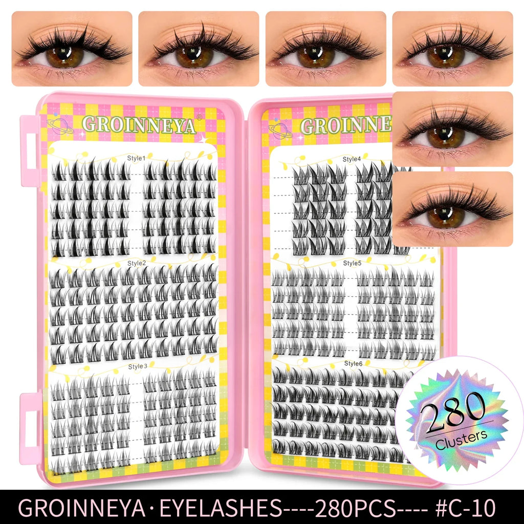 GROINNEYA Natural Lash Clusters | 320 Pieces